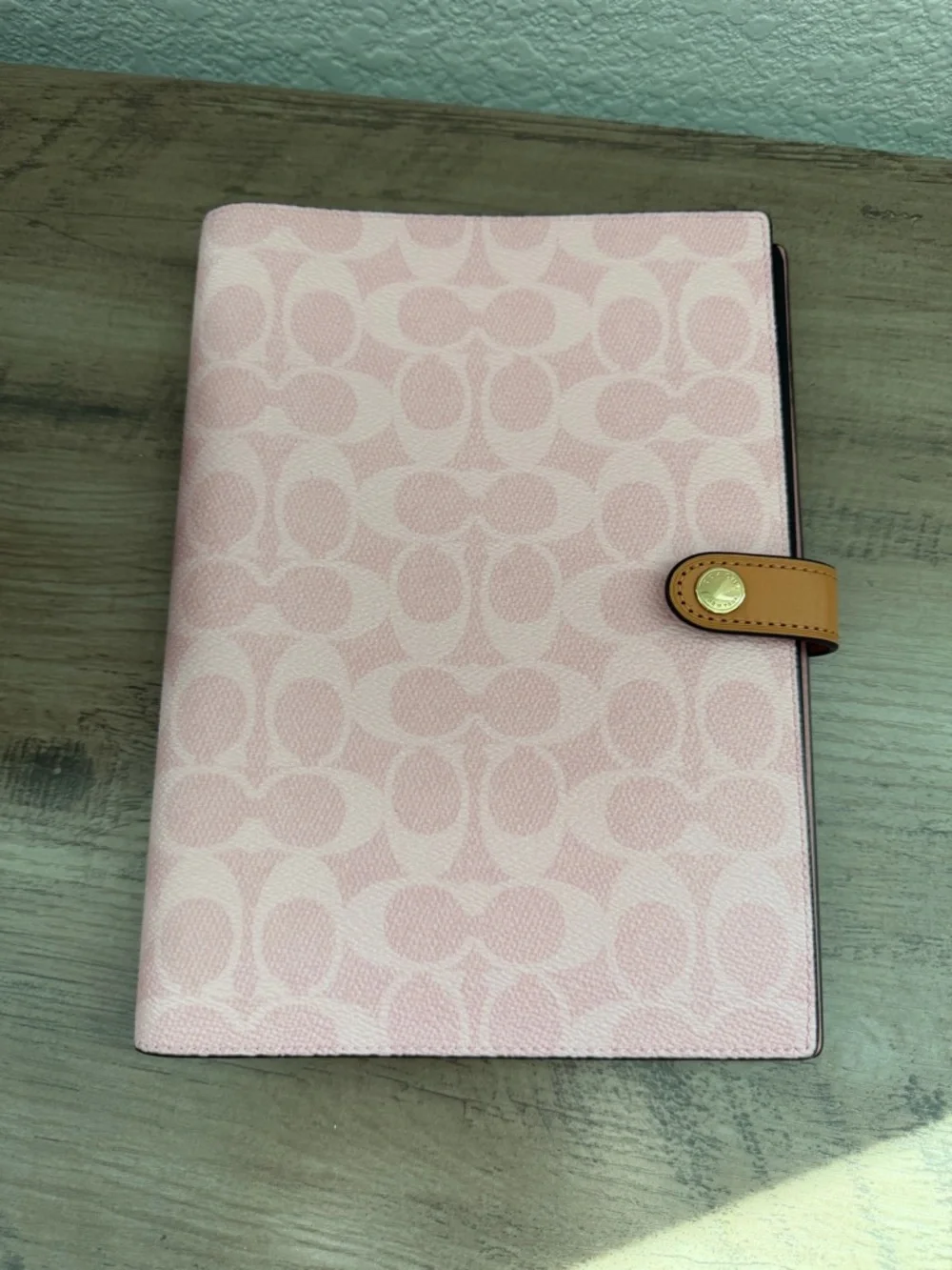 Coach Powder Pink Notebook In Signature Canvas